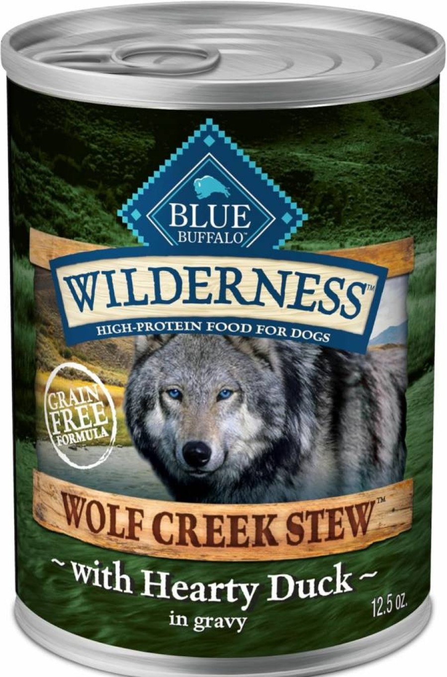 Blue Buffalo Wilderness High-Protein Grain-Free Wet Dog Food, Natural Beef in Gravy, 12.5-Oz Cans (12-Pack)