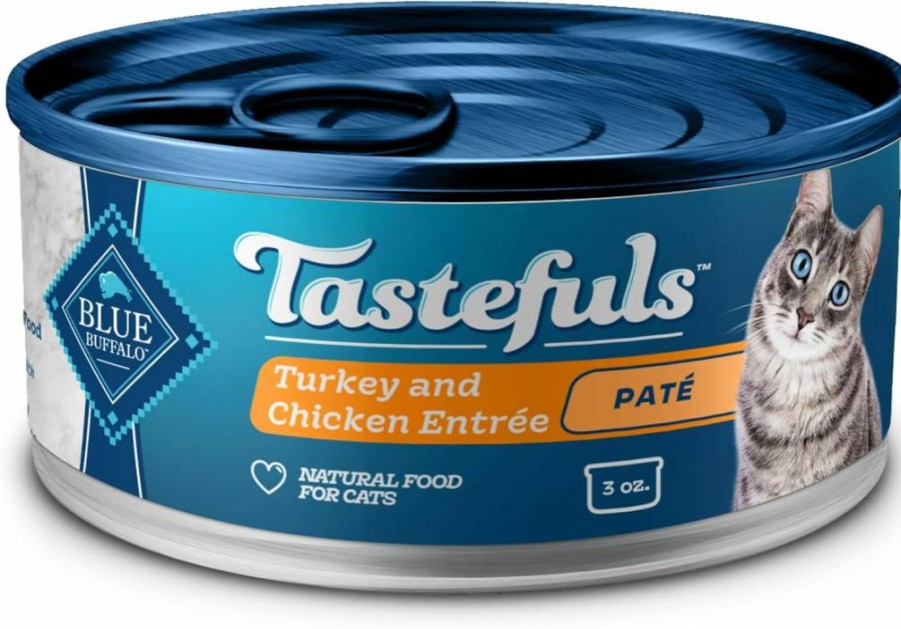 Blue Buffalo Tastefuls Natural Beef Pate Wet Cat Food, 5.5-Oz Cans (24-Pack) – Grain-Free Recipe for Adult Cats