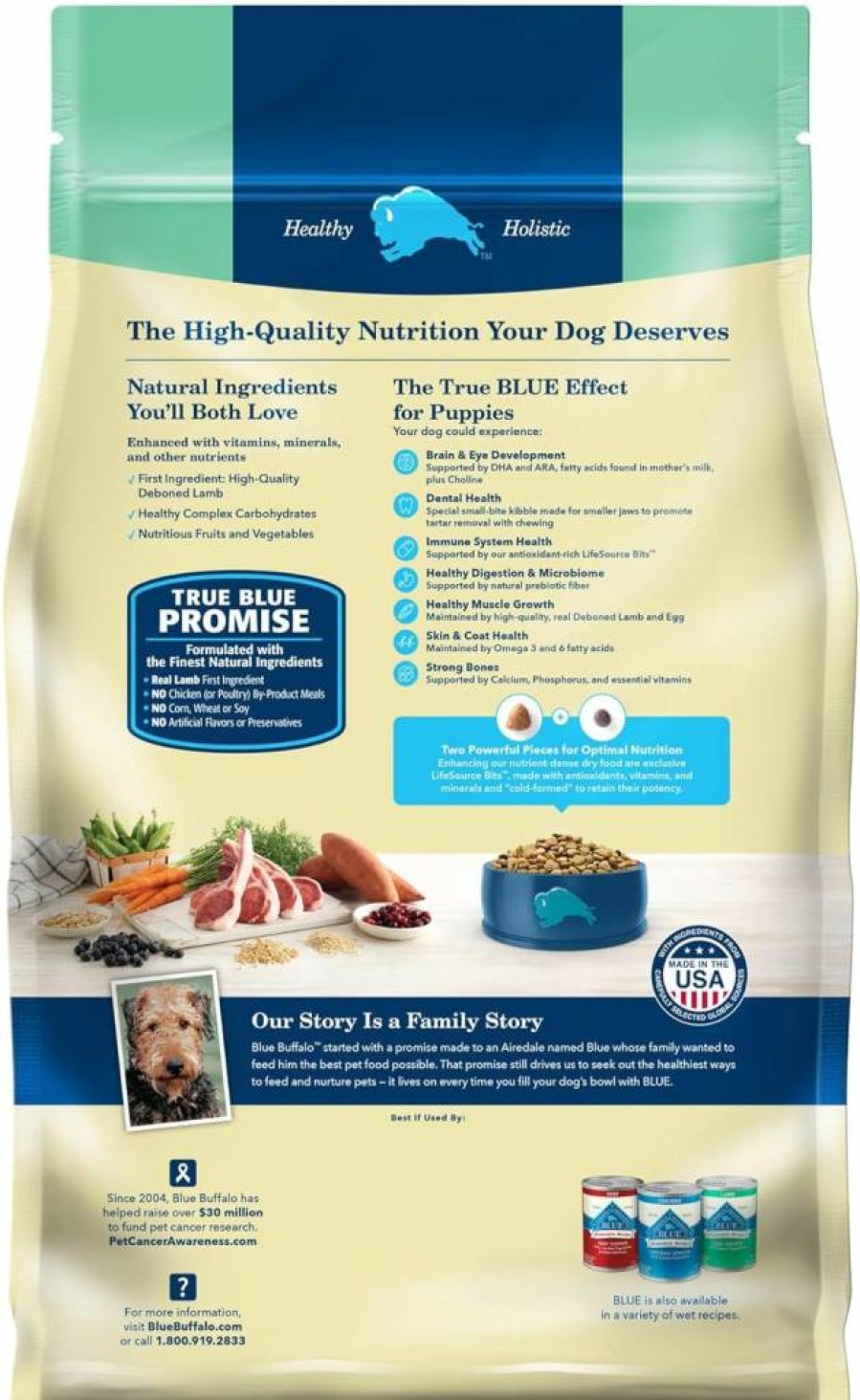 Blue Buffalo Life Protection Formula Puppy Dry Dog Food - Natural Lamb & Oatmeal Recipe with DHA & ARA, 34lb Bag for Healthy Growth