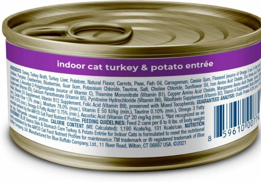 Blue Buffalo Basics Limited Ingredient Grain-Free Wet Dog Food for Adult Dogs - Turkey Recipe, Skin & Stomach Care, 3oz Cans (24 Pack)