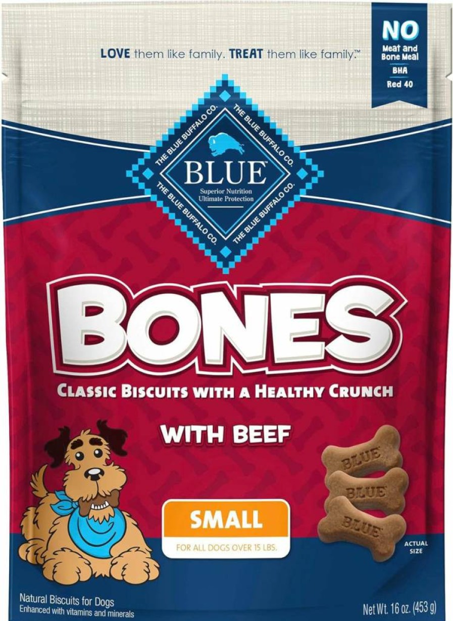 Blue Buffalo Natural Crunchy Beef Dog Treats for Small Dogs, 16-Oz Bag (Pack of 4)