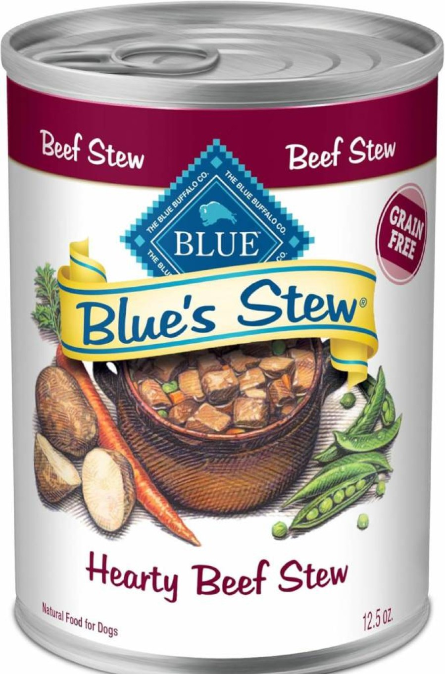 Blue Buffalo BLUE's Stew Natural Wet Dog Food, Hearty Beef & Country Chicken Variety Pack, 6 Count (12.5-Oz Cans) – Made with Real Meat, Grain-Free Recipe for Adult Dogs