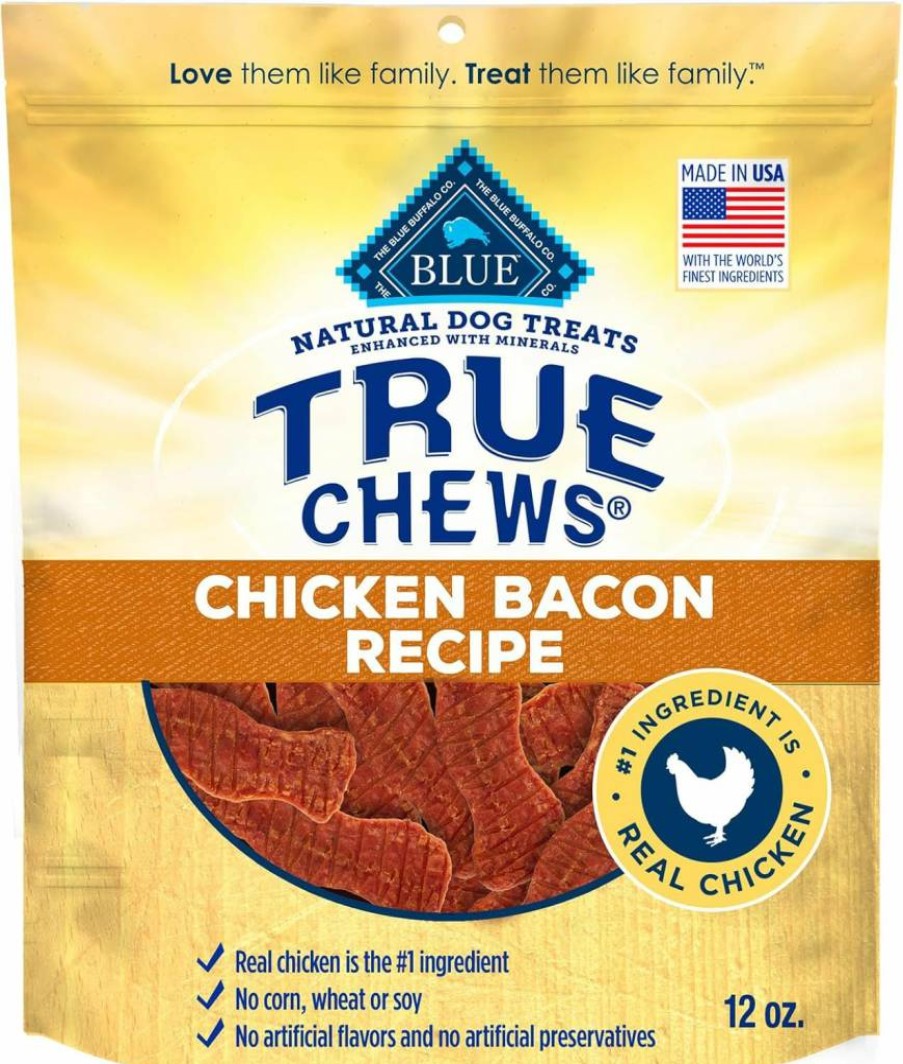 Blue Buffalo True Chews Natural Dog Treats, Chicken Bacon Recipe, 12-Oz Bag, Made in USA