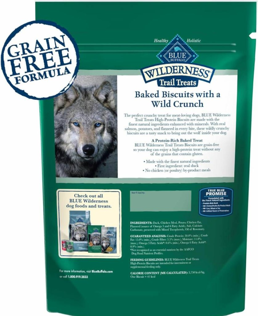 Blue Buffalo Wilderness High Protein Grain-Free Duck Recipe Crunchy Dog Treats, 36oz Box – Natural Protein Snacks for Dogs