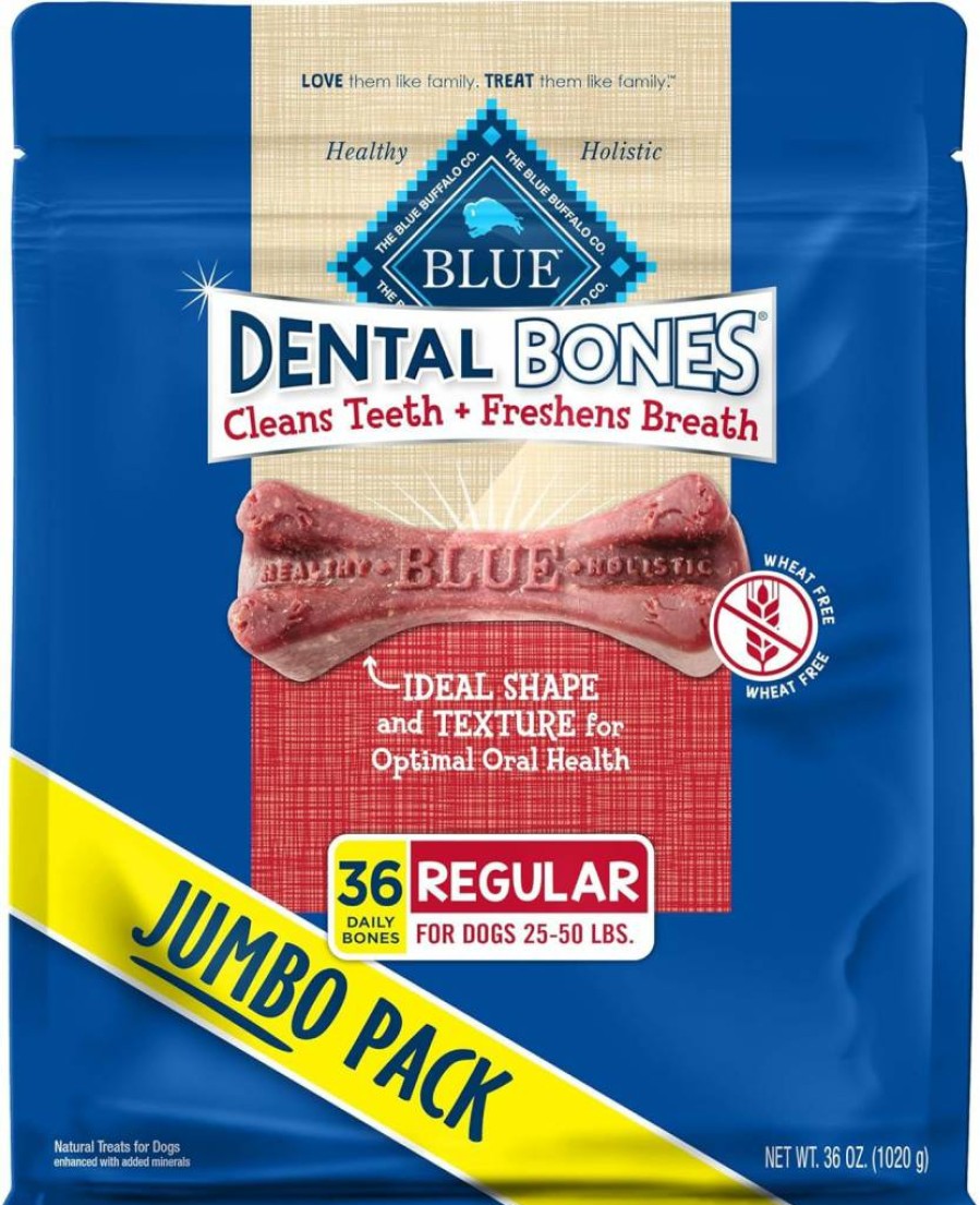 Blue Buffalo Natural Dental Chew Dog Treats - Jumbo Pack 36oz for Healthy Teeth & Gums