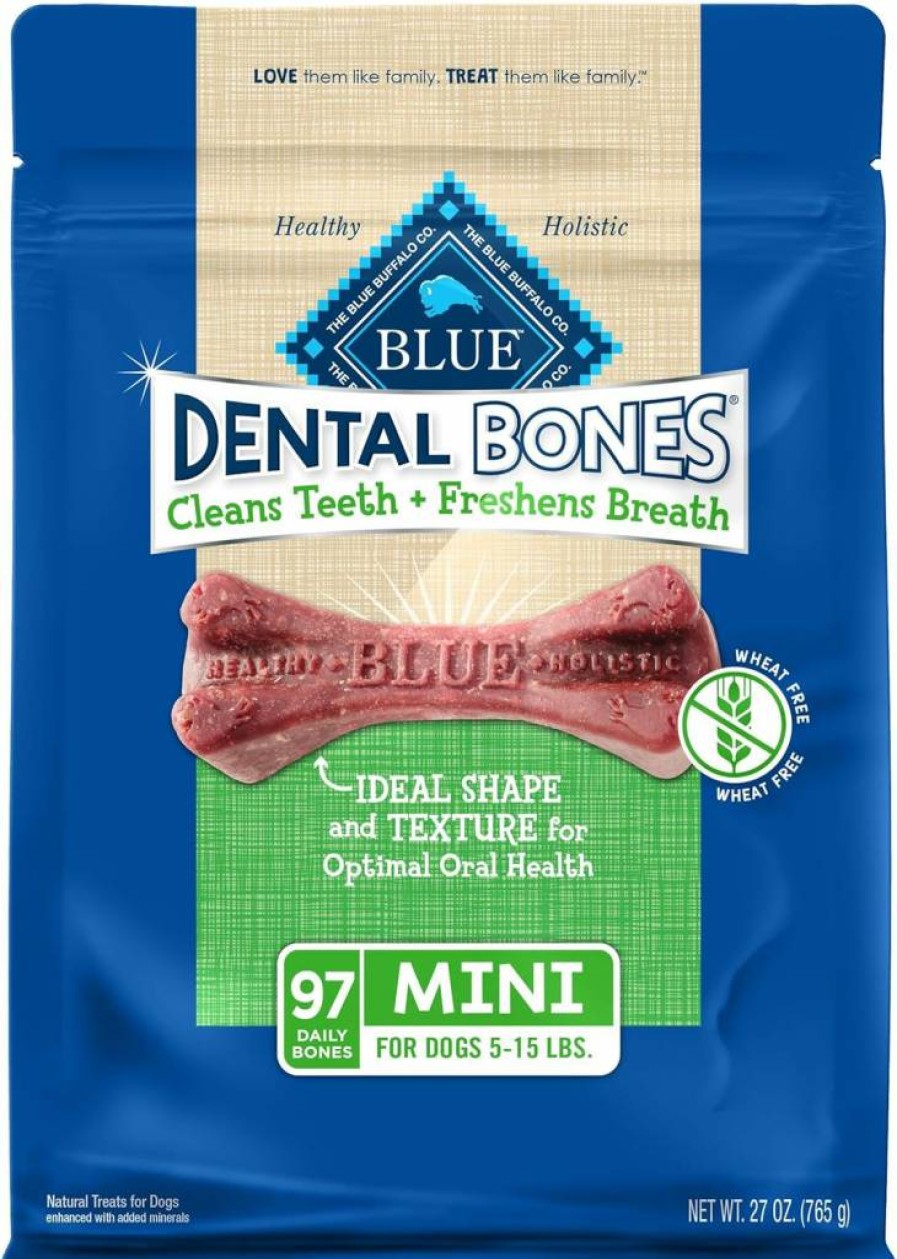 Blue Buffalo Mini Dental Bones for Dogs - Natural Teeth Cleaning Chews, Value Pack, Healthy Dog Treats