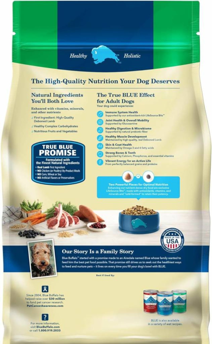 Blue Buffalo Life Protection Formula Adult Dry Dog Food - Lamb & Brown Rice Recipe, Natural Ingredients for Muscle Health, 15-Lb Bag