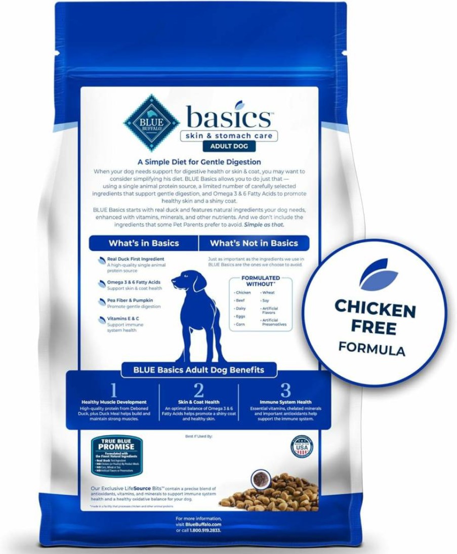 Blue Buffalo Basics Limited Ingredient Grain-Free Adult Dry Dog Food, Lamb Recipe, 22 lb Bag