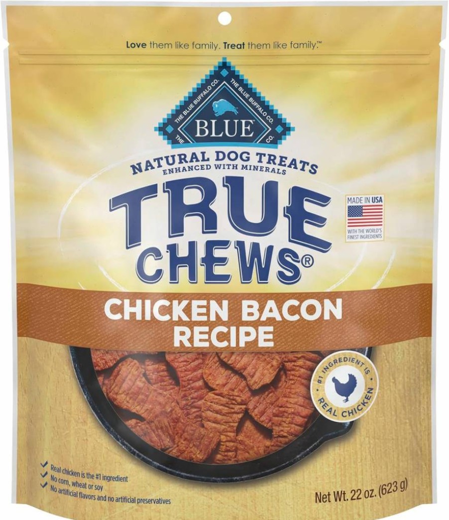 Blue Buffalo True Chews Natural Chicken Bacon Dog Treats, 22oz Made in USA, Grain-Free Healthy Snacks