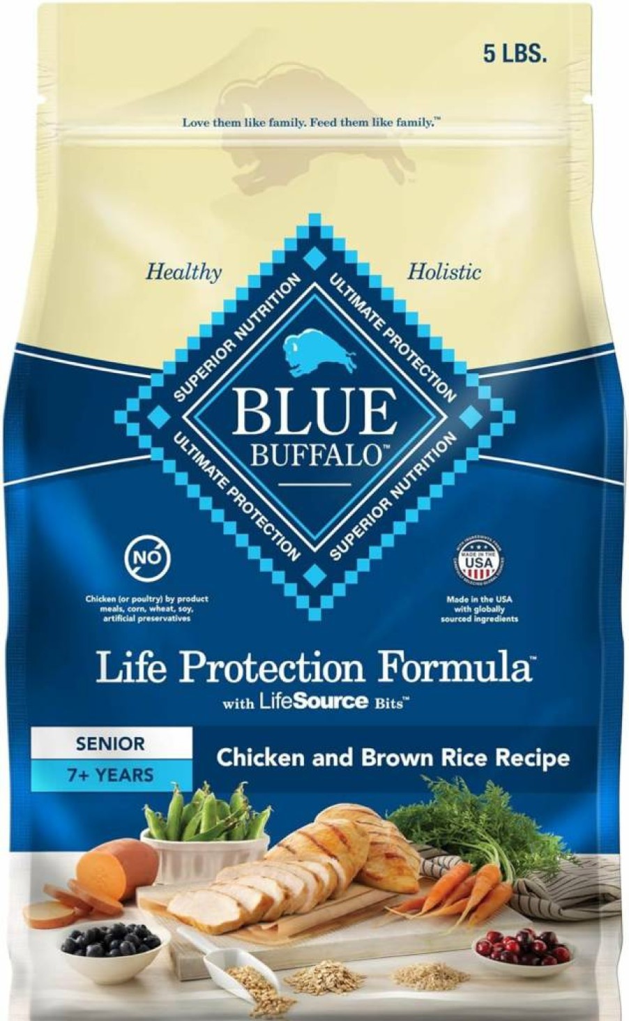 Blue Buffalo Life Protection Senior Dry Dog Food, Chicken & Brown Rice Recipe, 34lb Bag – Natural Ingredients for Joint Health & Mobility