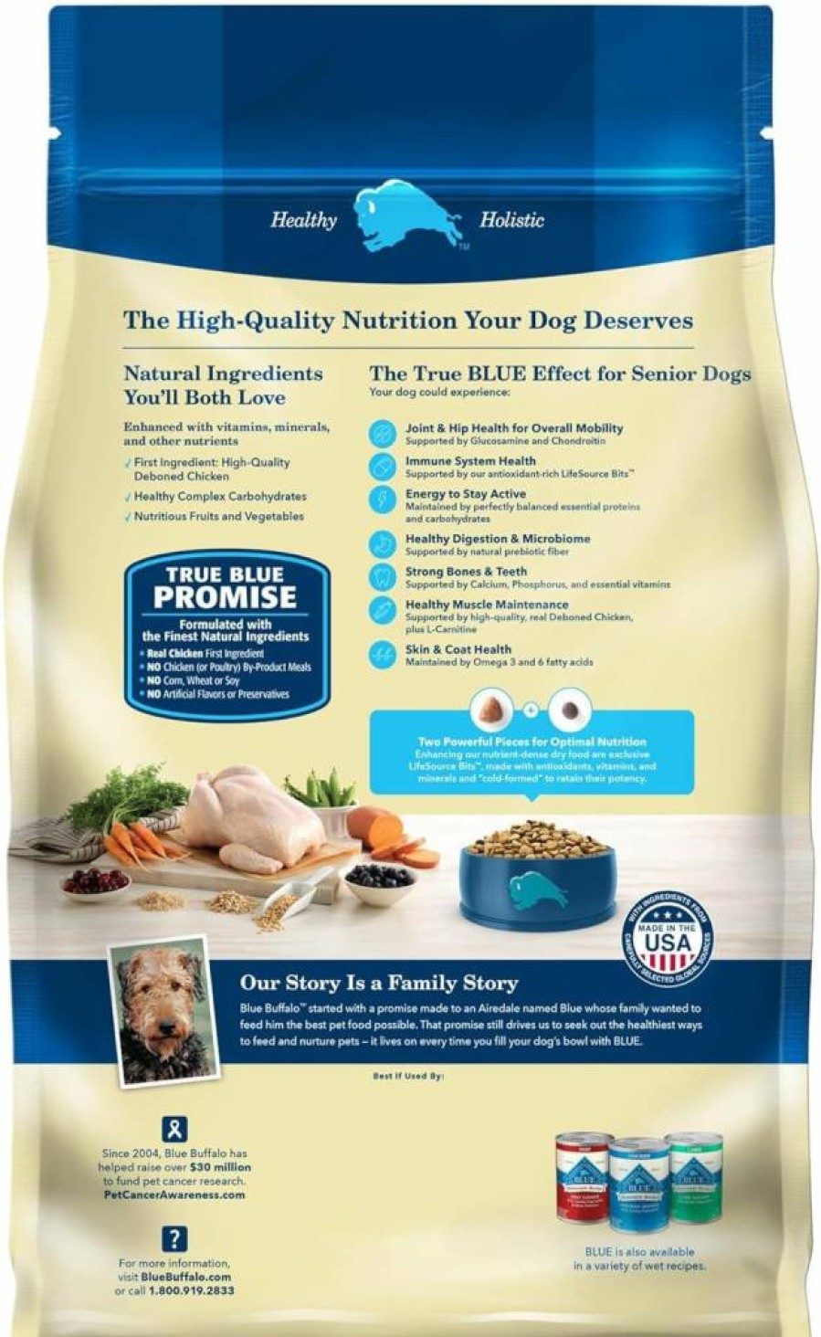 Blue Buffalo Life Protection Senior Dry Dog Food, Chicken & Brown Rice Recipe, 34lb Bag – Natural Ingredients for Joint Health & Mobility