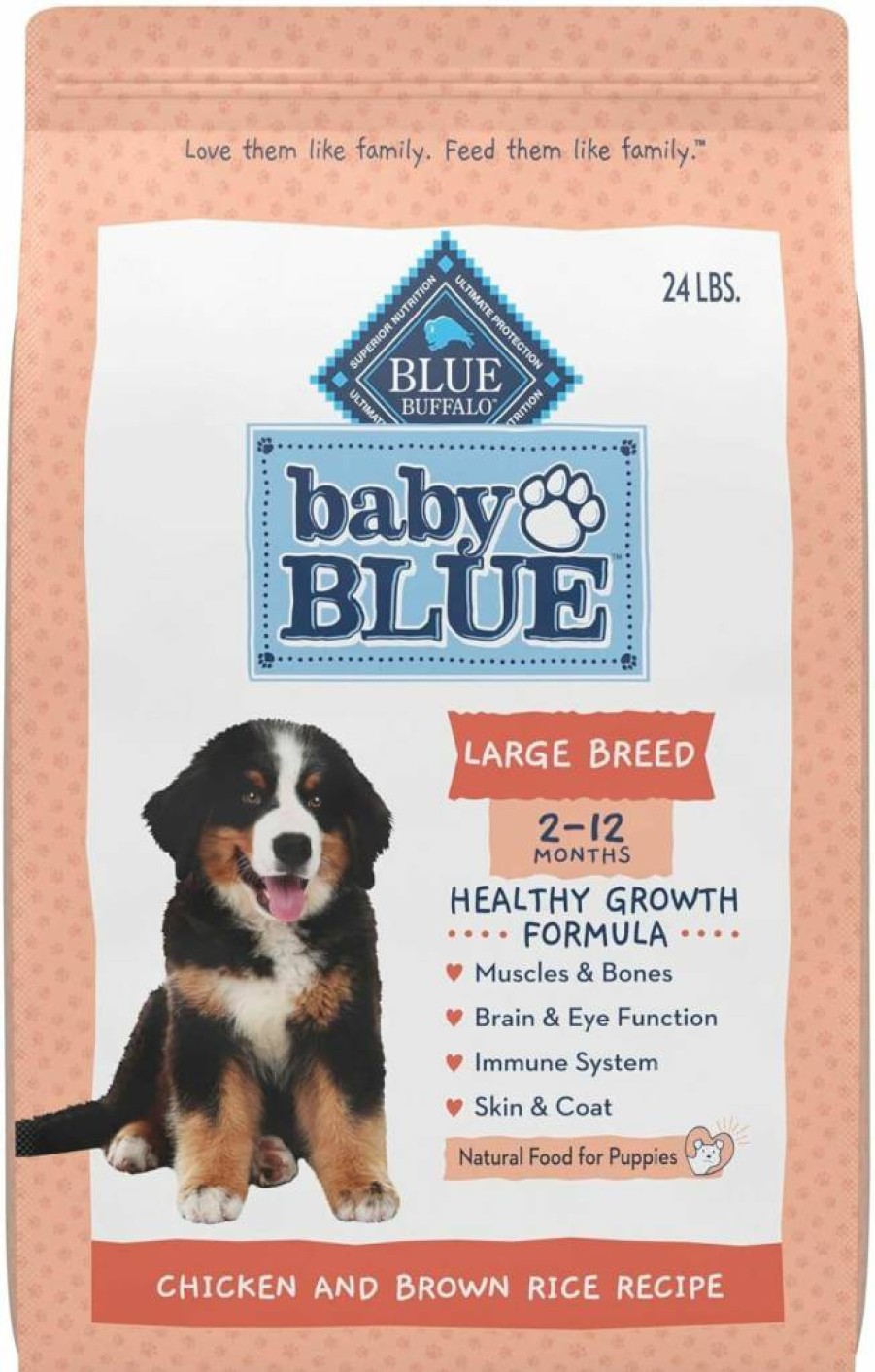 Blue Buffalo Large Breed Puppy Dry Dog Food - Healthy Growth Formula with DHA, Chicken & Brown Rice, 24 lb Bag