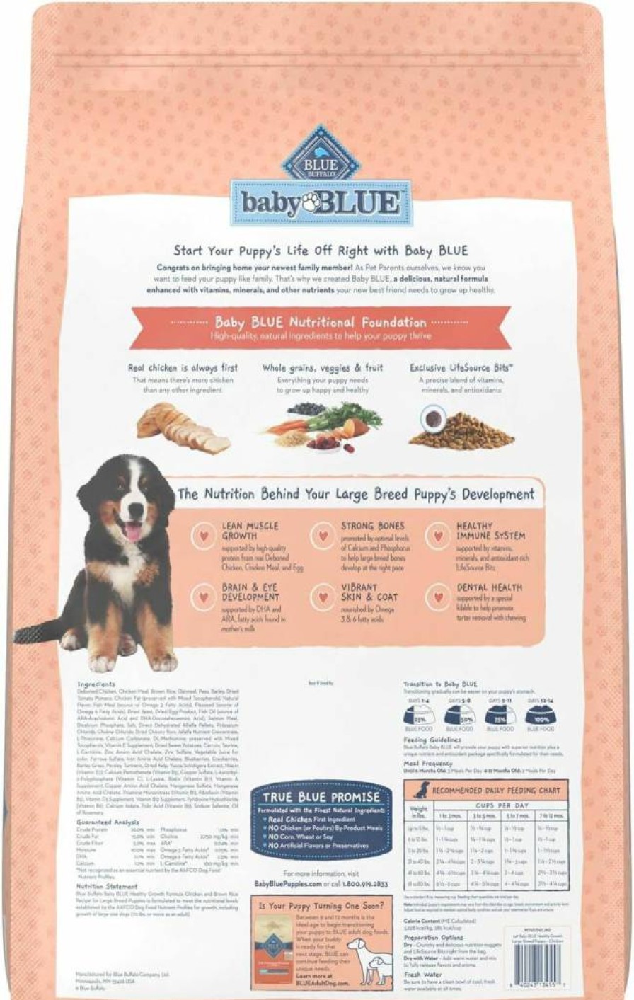 Blue Buffalo Large Breed Puppy Dry Dog Food - Healthy Growth Formula with DHA, Chicken & Brown Rice, 24 lb Bag