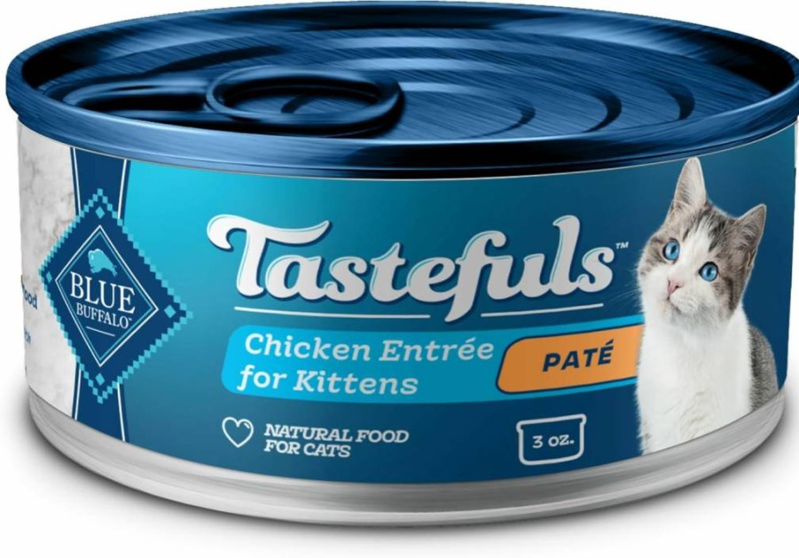Blue Buffalo Tastefuls Natural Kitten Wet Food Pate - Chicken Entree in 3-Oz Cans (24-Pack) | Grain-Free Recipe for Cats