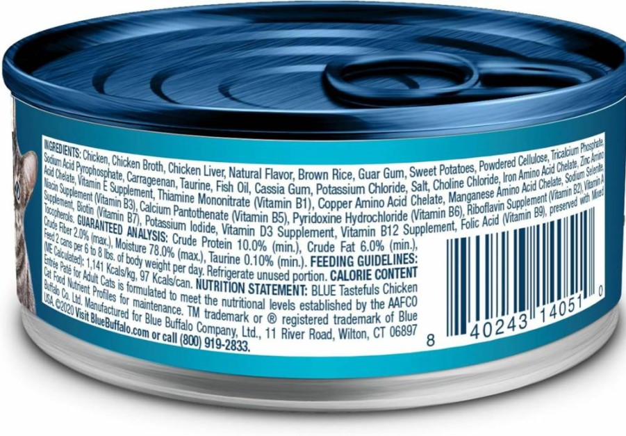 Blue Buffalo Tastefuls Natural Kitten Wet Food Pate - Chicken Entree in 3-Oz Cans (24-Pack) | Grain-Free Recipe for Cats