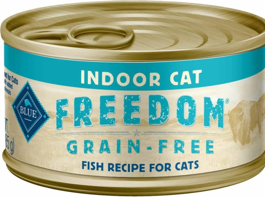 Blue Buffalo Freedom Grain-Free Adult Wet Cat Food Pate, Indoor Fish Recipe, 3-Oz Cans (Pack of 24)