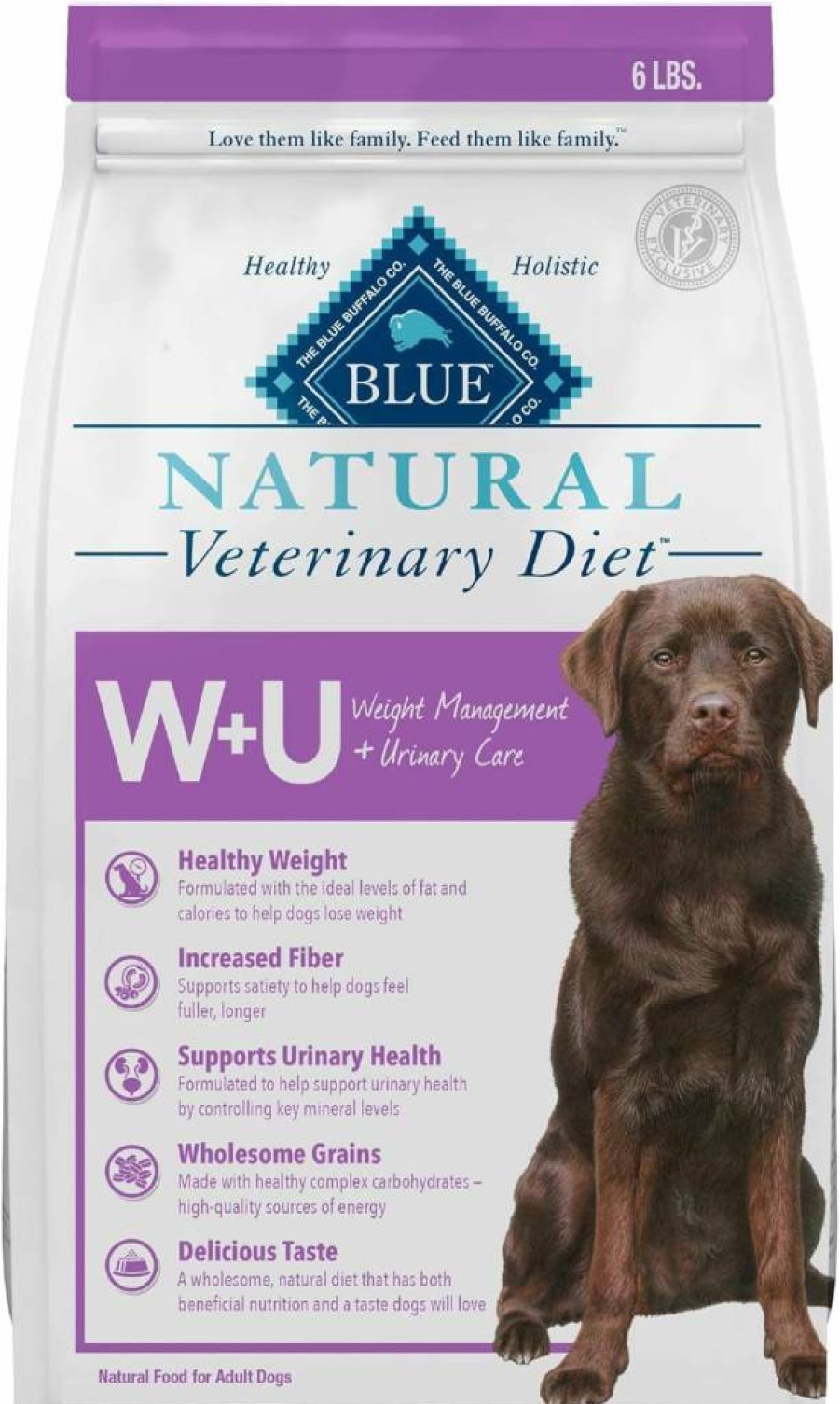 Blue Buffalo W+U Veterinary Diet Dry Dog Food - Weight Management & Urinary Care, Chicken Recipe, 6lb Bag (Prescription Required)