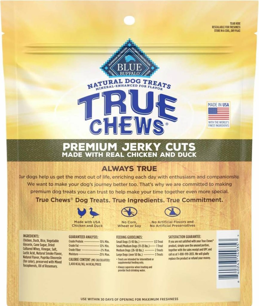 Blue Buffalo True Chews Natural Duck Dog Treats - Premium Jerky Cuts, 22oz Bag