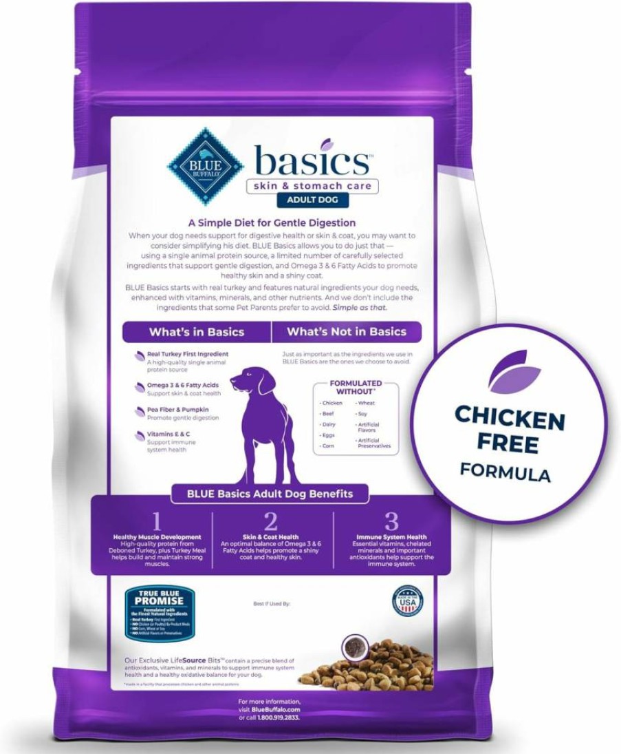 Blue Buffalo Basics Limited Ingredient Adult Dry Dog Food - Salmon & Potato Recipe, 11lb Bag for Skin & Stomach Care, Natural USA-Made Dog Food