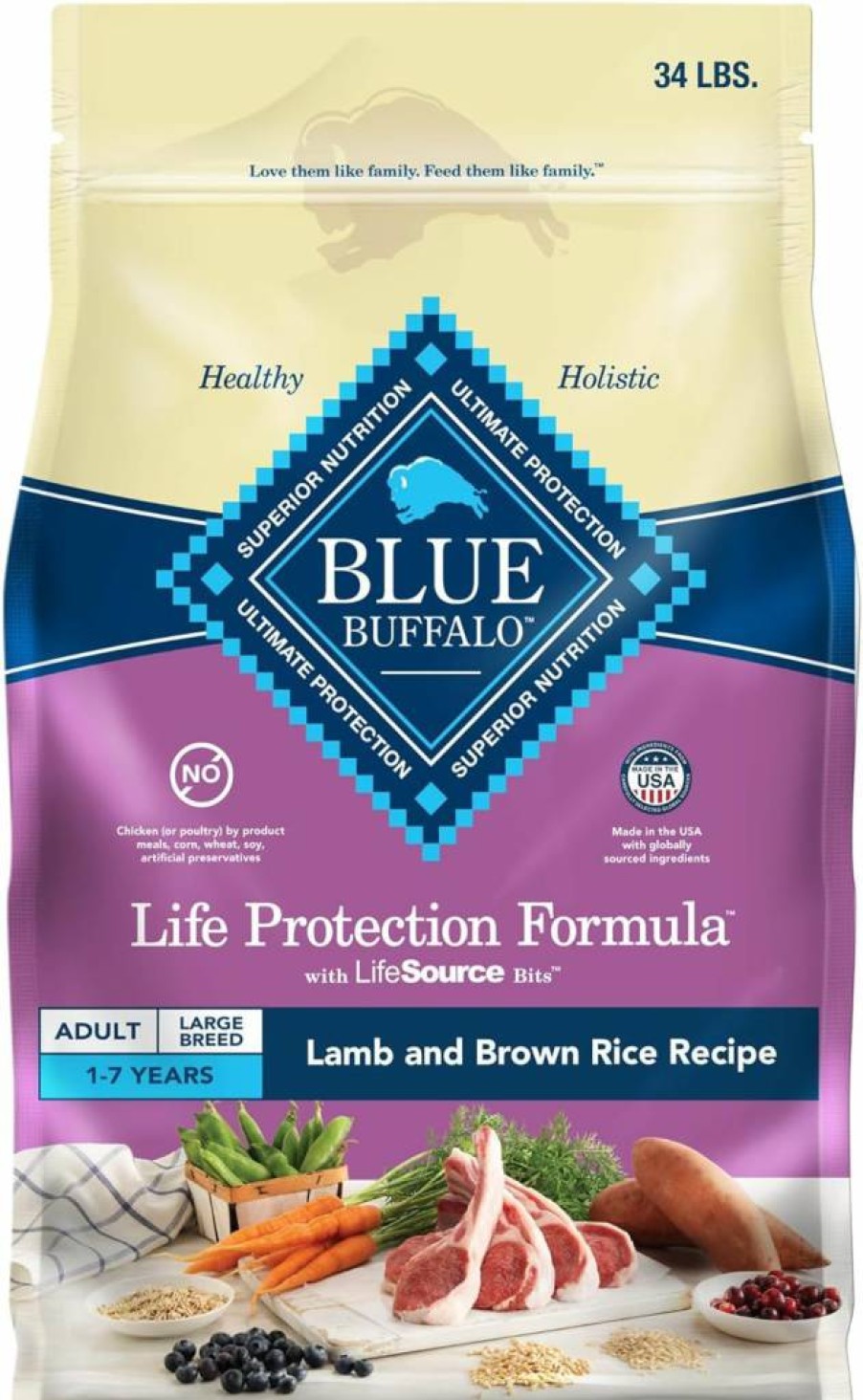 Blue Buffalo Life Protection Formula Large Breed Adult Dry Dog Food - Chicken & Brown Rice Recipe, 30lb Bag for Joint Health & Lean Muscles, Natural Ingredients