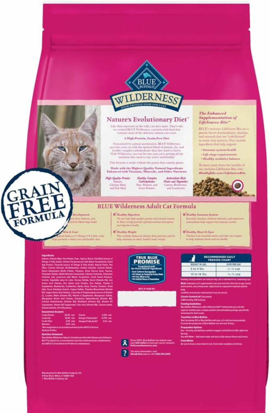 BLUE WILDERNESS High Protein Grain-Free Salmon Dry Cat Food for Adults, 11lb Bag – Natural Protein Rich Diet for Indoor & Outdoor Cats