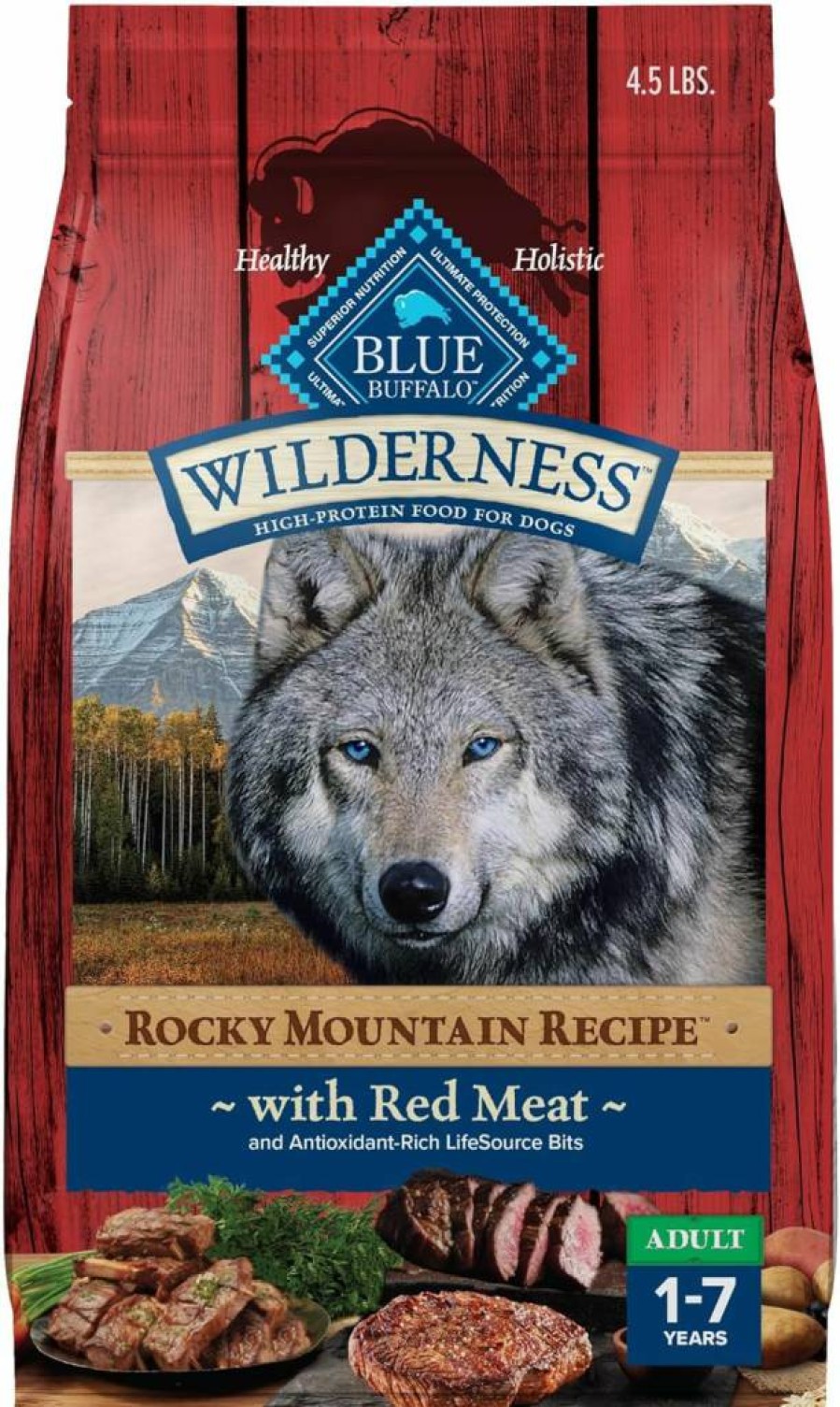 Blue Buffalo Wilderness High-Protein Adult Dry Dog Food with Red Meat - Rocky Mountain Recipe for Dogs