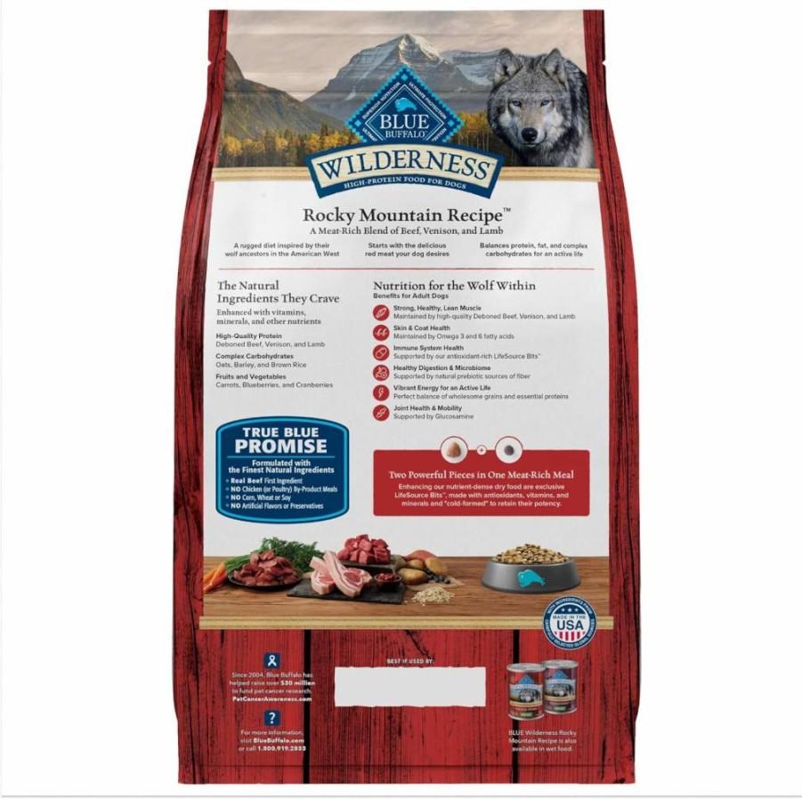 Blue Buffalo Wilderness High-Protein Adult Dry Dog Food with Red Meat - Rocky Mountain Recipe for Dogs