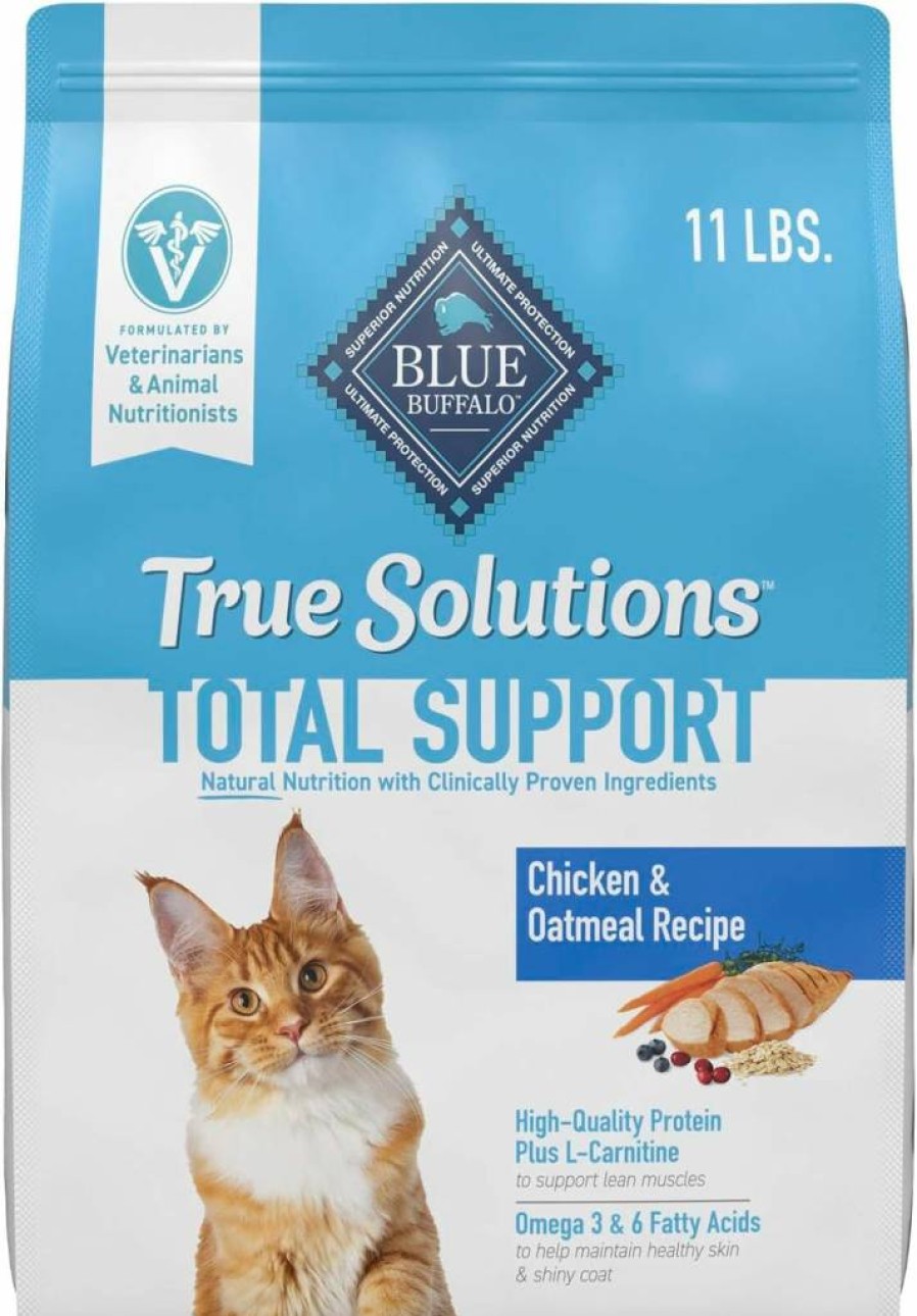 Blue Buffalo True Solutions Total Support Natural Adult Dry Cat Food, Chicken Recipe, 11 lb Bag – Healthy Protein for Cats