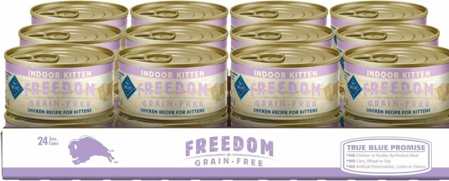 Blue Buffalo Freedom Grain-Free Kitten Wet Cat Food, Chicken Recipe, 3-Oz Cans (24-Pack) - Natural Ingredients, Complete & Balanced Nutrition for Kittens