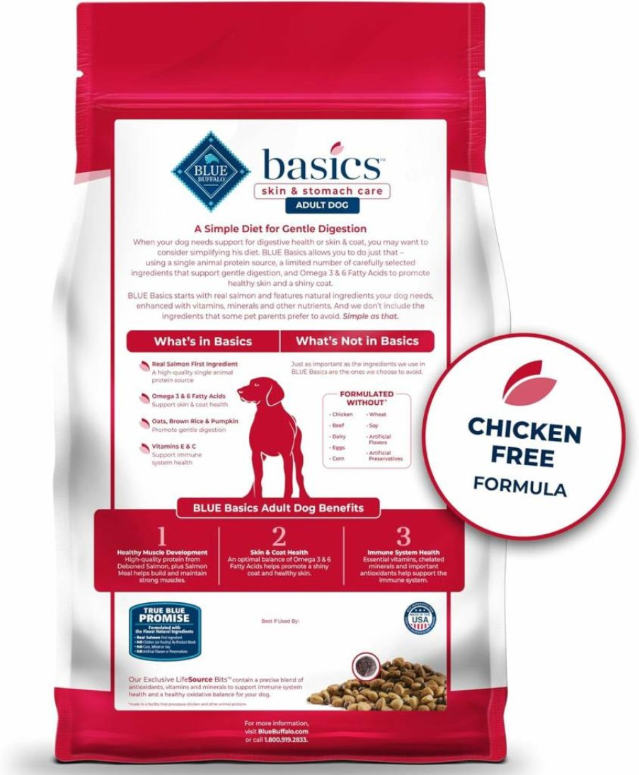 Blue Buffalo Basics Limited Ingredient Grain-Free Adult Dry Dog Food, Salmon Recipe, 11 lb Bag