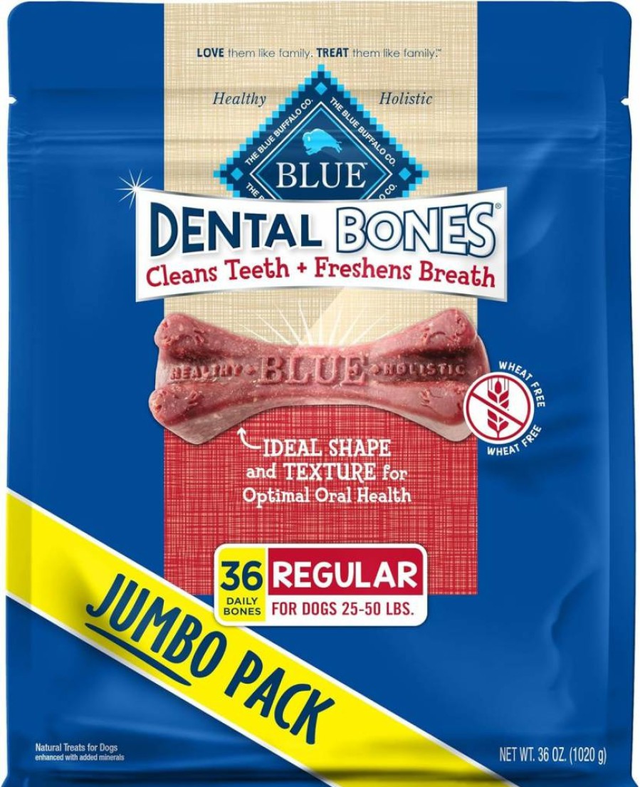 Blue Buffalo Natural Dental Chew Dog Treats - Regular Size, Value Pack for Healthy Teeth