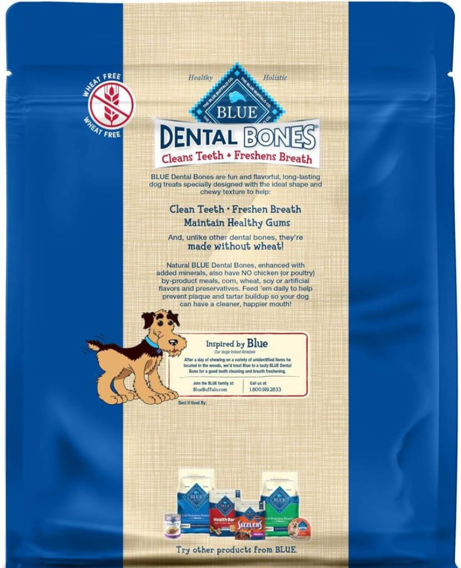 Blue Buffalo Natural Dental Chew Dog Treats - Regular Size, Value Pack for Healthy Teeth