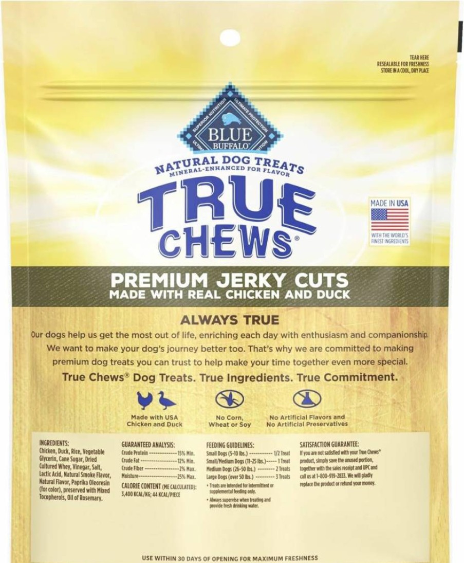 Blue Buffalo True Chews Natural Beef Dog Treats, Premium Jerky Cuts, Grain-Free, Made in USA, 20-Oz Bag