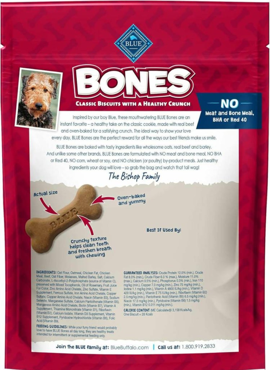 Blue Buffalo Natural Crunchy Beef Dog Treats, Medium Biscuits, 16Oz Bag (4-Pack)