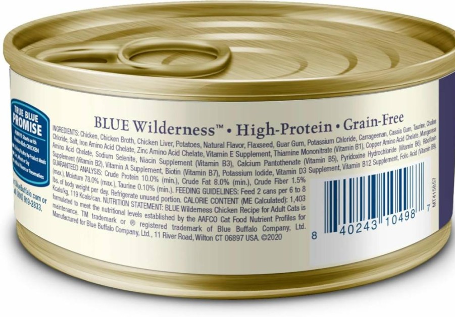 Blue Buffalo Wilderness Grain-Free Chicken Pate Wet Cat Food for Adults - High Protein, Natural Ingredients, 3-Oz Cans (24-Pack)
