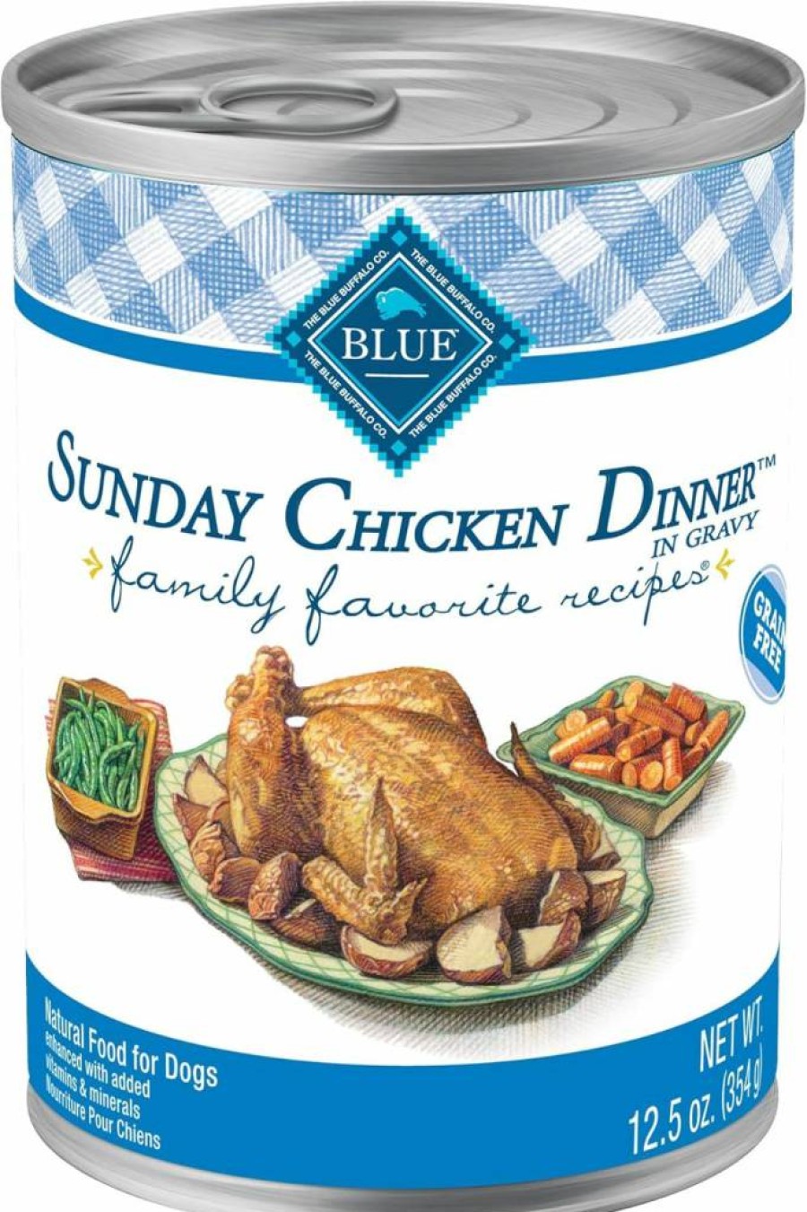 Blue Buffalo Adult Wet Dog Food, Natural Ingredients, Sunday Chicken Dinner, 12.5-Oz Can (Pack of 12) - Healthy & Delicious Meal for Dogs