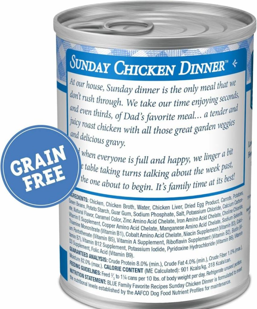Blue Buffalo Adult Wet Dog Food, Natural Ingredients, Sunday Chicken Dinner, 12.5-Oz Can (Pack of 12) - Healthy & Delicious Meal for Dogs