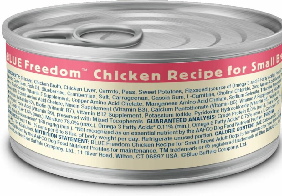 Blue Buffalo Freedom Grain-Free Small Breed Wet Dog Food, Chicken Recipe, 5.5-Oz Cans (24 Pack) – Natural Ingredients, Made in USA, High Energy Support