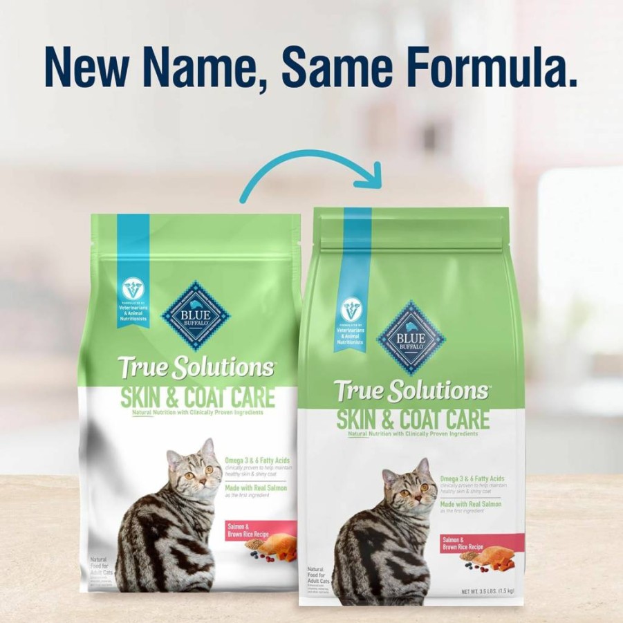 Blue Buffalo True Solutions Natural Salmon Dry Cat Food for Adult Cats - Skin & Coat Care, 3.5lb Bag