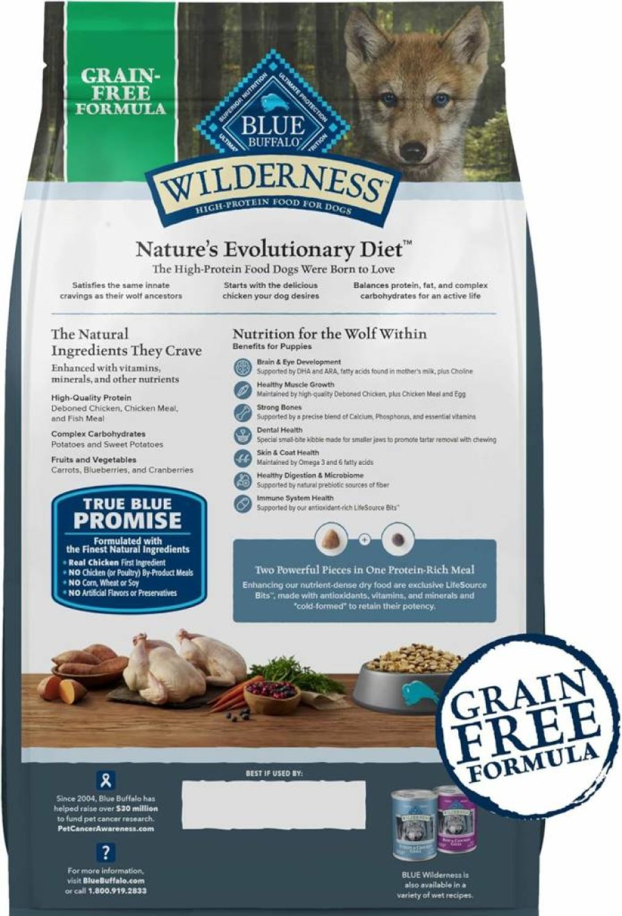 Blue Buffalo Wilderness High Protein Natural Puppy Dry Dog Food, Chicken Recipe, 11 lb Bag – Grain-Free Puppy Kibble for Healthy Growth