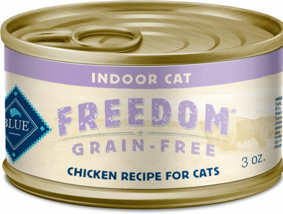 Blue Buffalo Freedom Grain-Free Wet Cat Food, Natural Chicken Recipe for Indoor Cats, 3-Oz Cans (24-Pack) – Complete & Balanced Nutrition