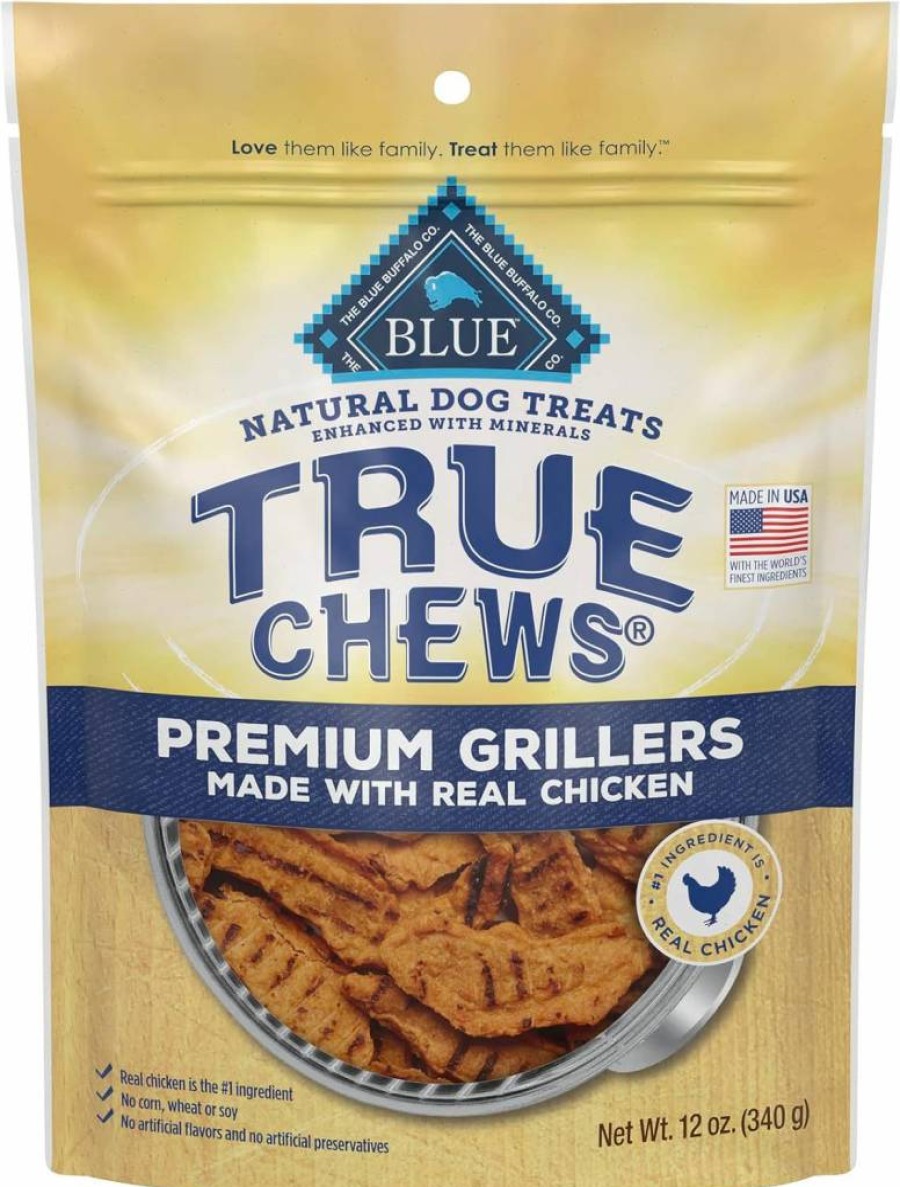 Blue Buffalo True Chews Premium Grillers Natural Dog Treats, Chicken Flavor, 12-Oz Bag, Made in USA