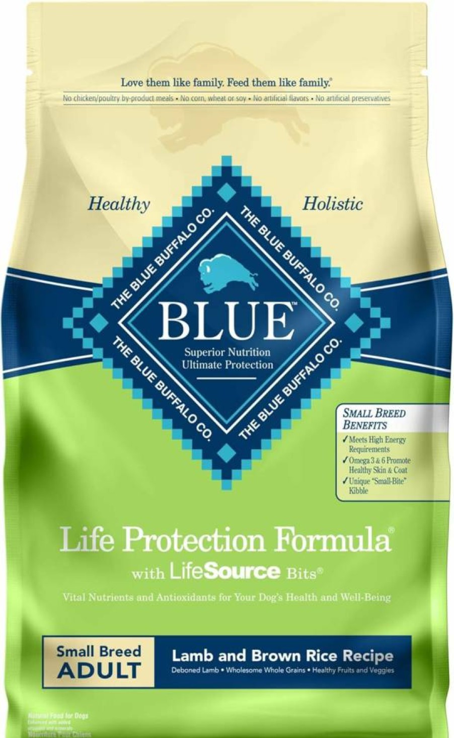 Blue Buffalo Natural Adult Small Breed Dry Dog Food - Lamb & Brown Rice Recipe, 6lb Bag for Healthy Breeds