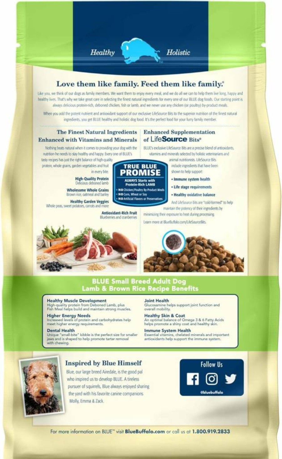 Blue Buffalo Natural Adult Small Breed Dry Dog Food - Lamb & Brown Rice Recipe, 6lb Bag for Healthy Breeds