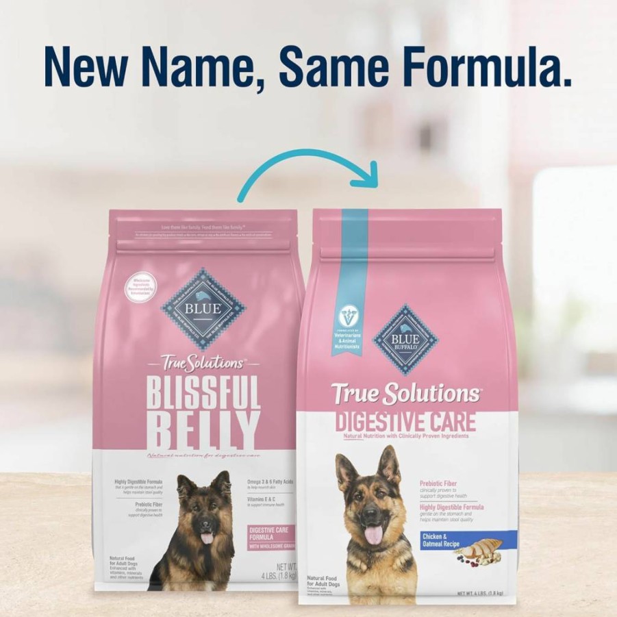 Blue Buffalo True Solutions Digestive Care Natural Adult Dry Dog Food, Chicken Recipe, 4 lb Bag – Sensitive Stomach Support