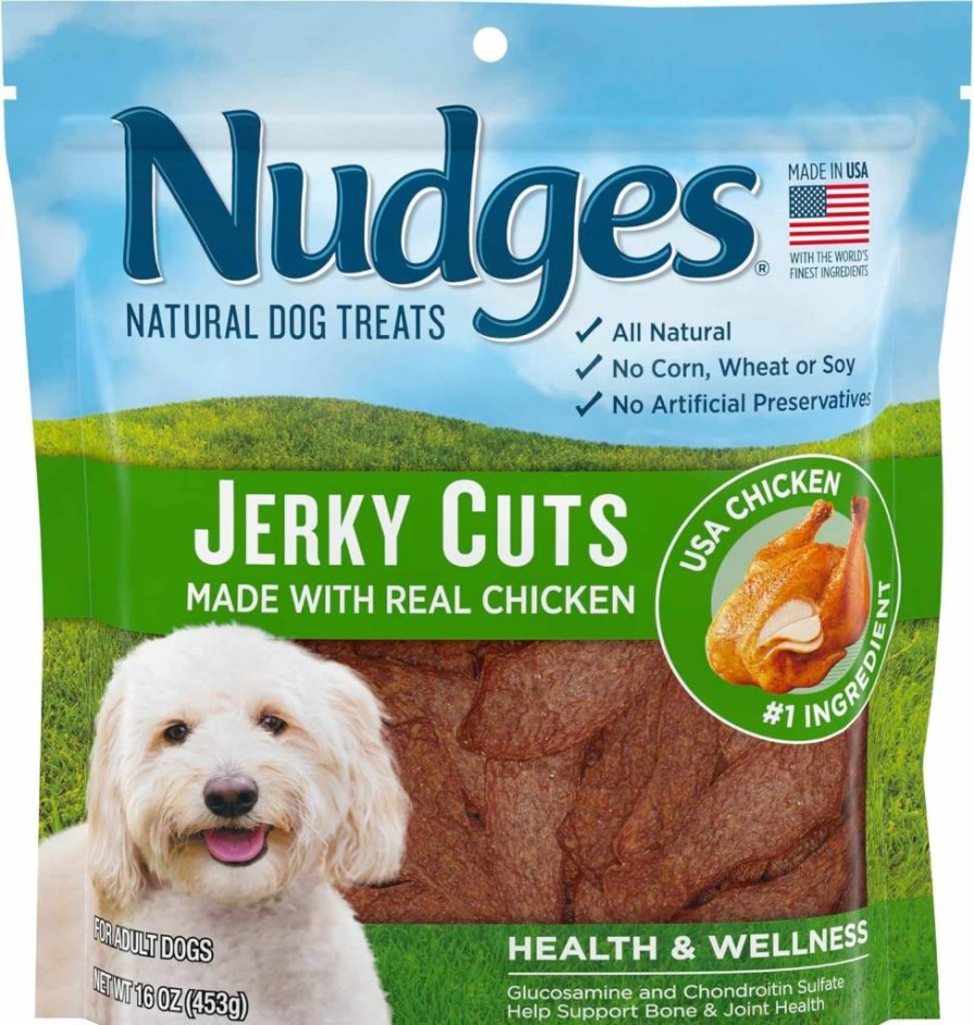 Blue Buffalo Nudges Natural Chicken Jerky Cuts Dog Treats – Grain-Free, Healthy Snacks for Dogs