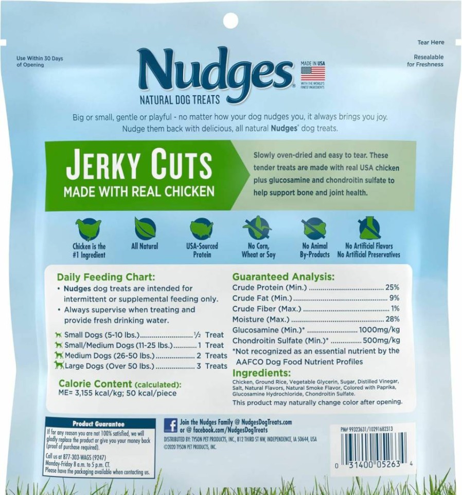 Blue Buffalo Nudges Natural Chicken Jerky Cuts Dog Treats – Grain-Free, Healthy Snacks for Dogs