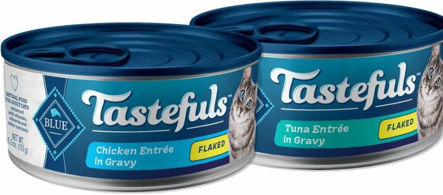 Blue Buffalo Tastefuls Natural Flaked Wet Cat Food Variety Pack, Chicken & Tuna Recipes, 5.5-Oz Cans (48 Count, 24 Each Flavor) - Grain-Free, High Protein Cat Food