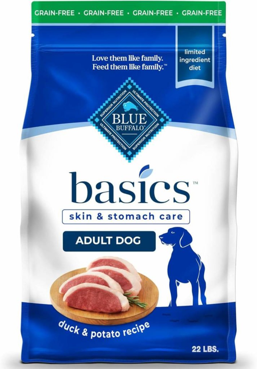 Blue Buffalo Basics Limited Ingredient Grain-Free Adult Dry Dog Food, Salmon Recipe, 22lb Bag – Hypoallergenic LID Formula for Sensitive Dogs