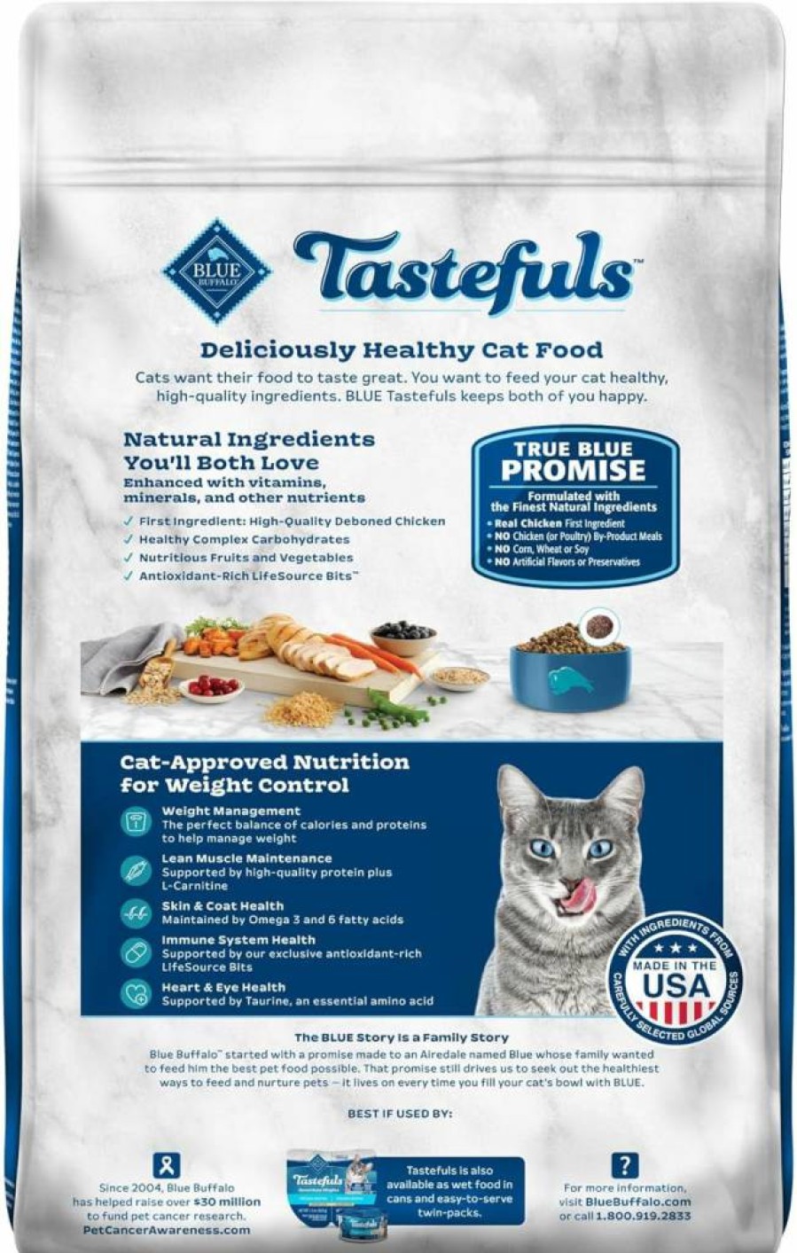 Blue Buffalo Tastefuls Natural Adult Cat Food for Weight Control, 15 lb Bag - Healthy & Delicious Recipe